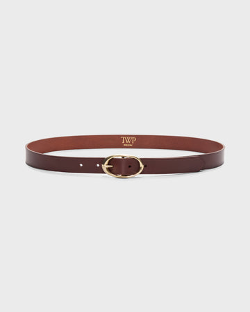 TWP Bourbon / ant light gold Narrow Belt in Vachetta Leather view 1