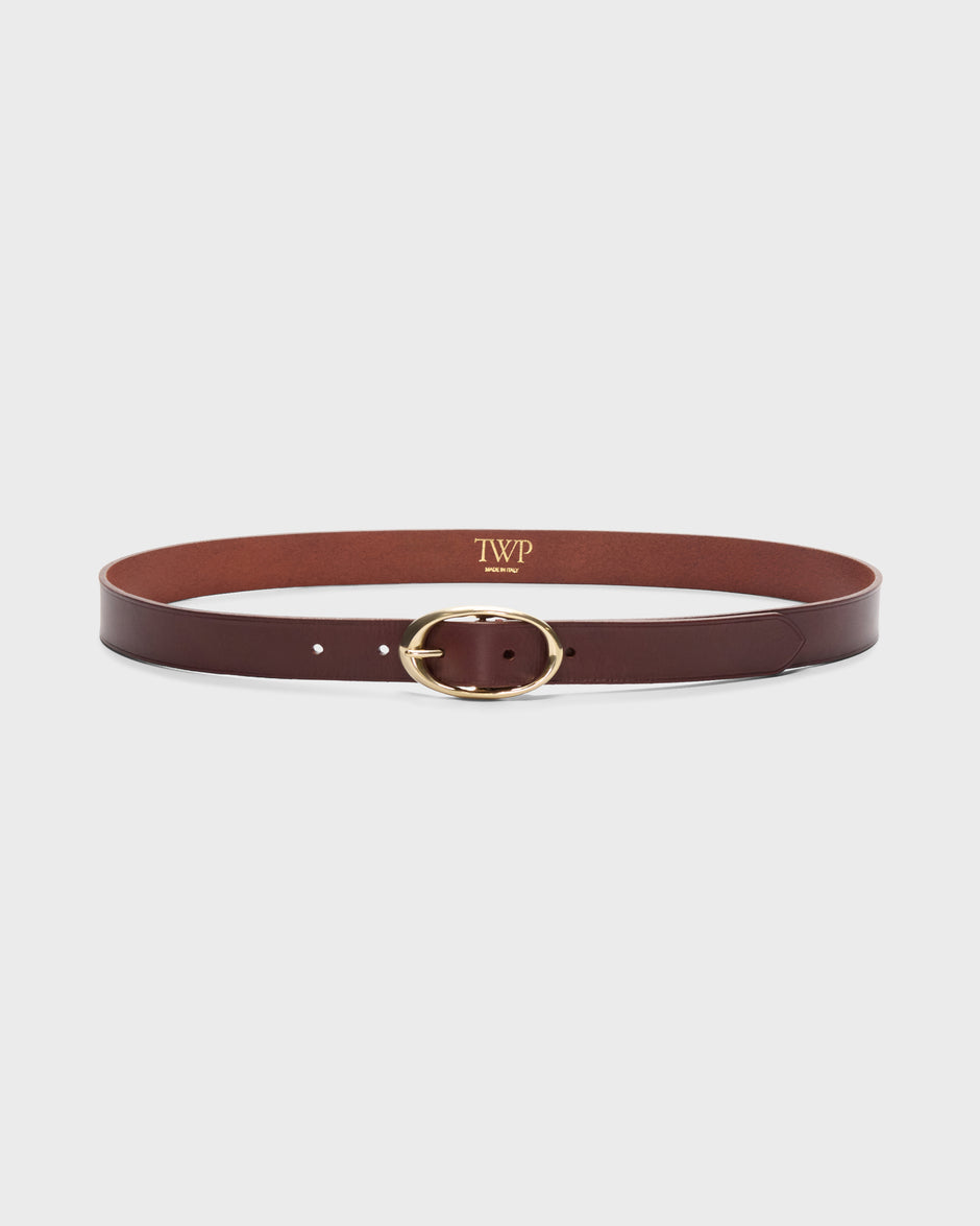 TWP Bourbon / ant light gold Narrow Belt in Vachetta Leather view 1
