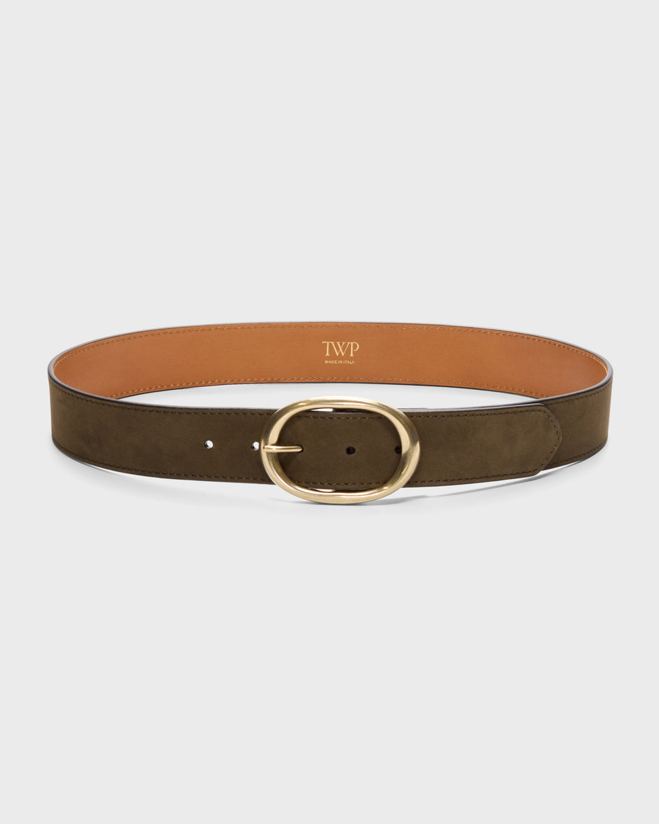 TWP Soto bosco Wide Belt in Nubuck Leather view 1