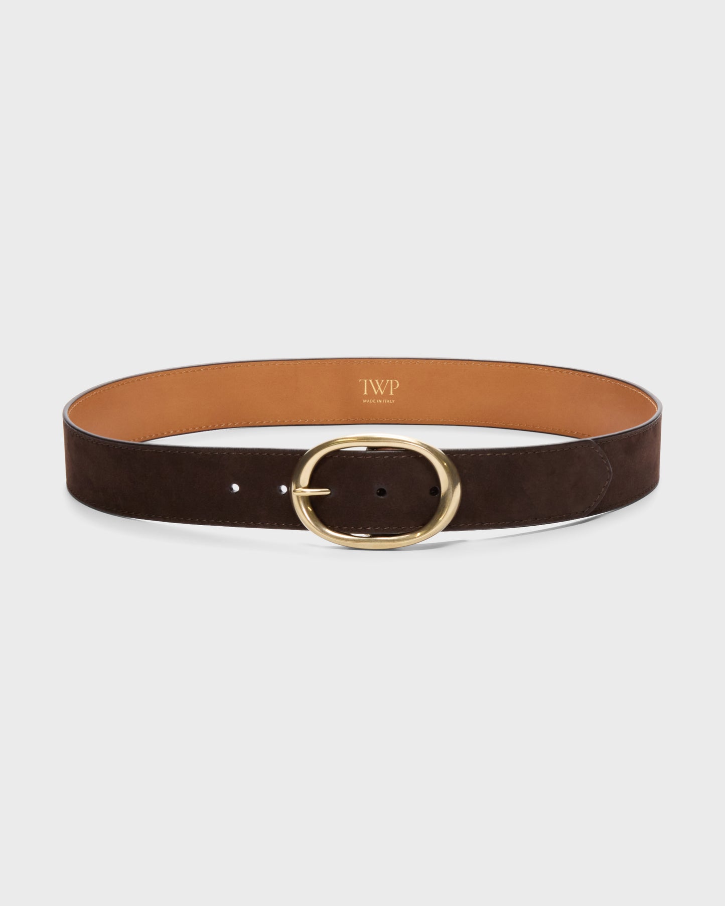 TWP Chocolate Wide Belt in Nubuck Leather view 1