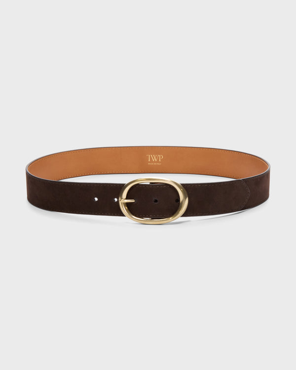 TWP Chocolate Wide Belt in Nubuck Leather view 1
