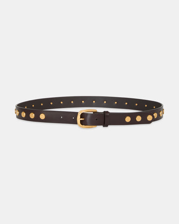Narrow Nailhead Belt in Vachetta Leather