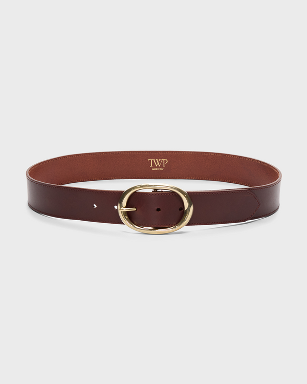 TWP Bourbon / ant light gold Wide Belt in Vachetta Leather view 1