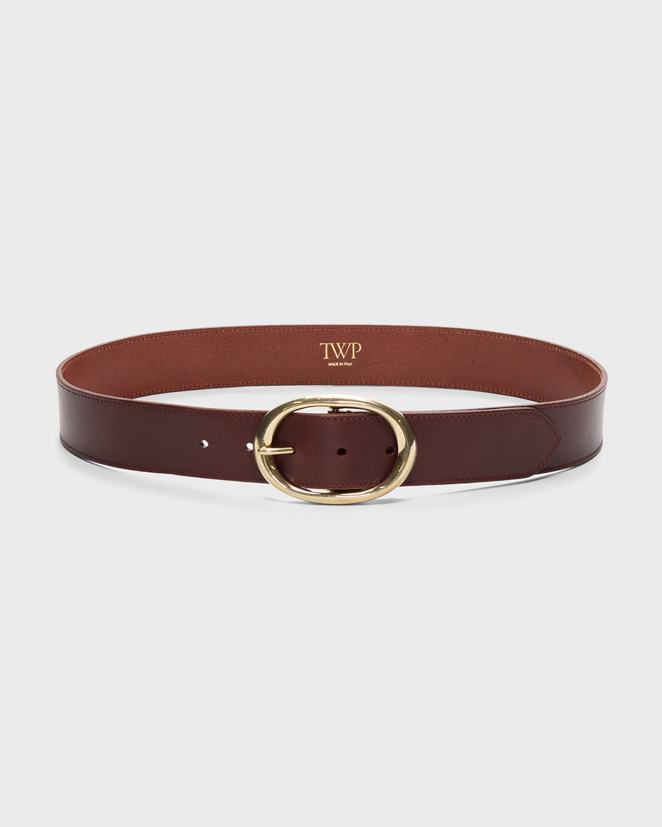 TWP Bourbon / ant light gold Wide Belt in Vachetta Leather view 1