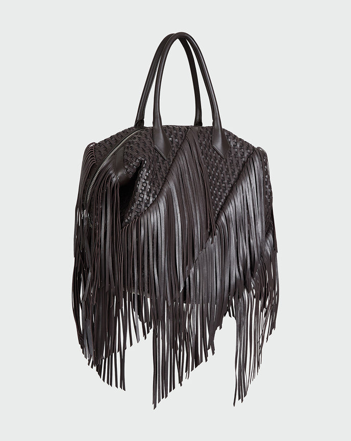TWP Chocolate Woven Howard St Bag with Fringe in Leather view 1