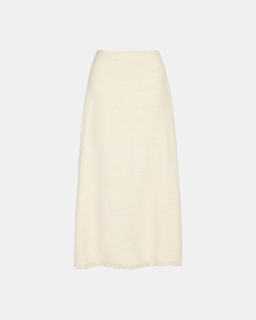 TWP Ivory The A-Line Skirt with Raw Hem in Boucle Coating view 1