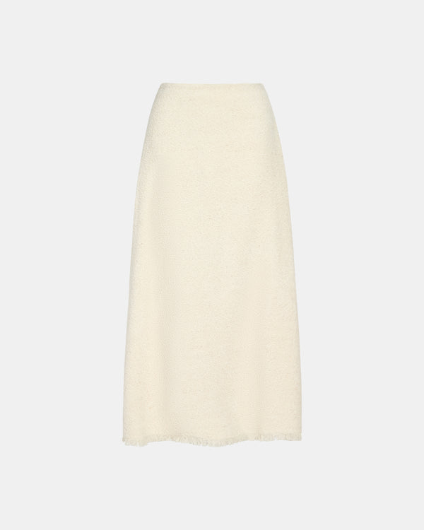 TWP Ivory The A-Line Skirt with Raw Hem in Boucle Coating view 1