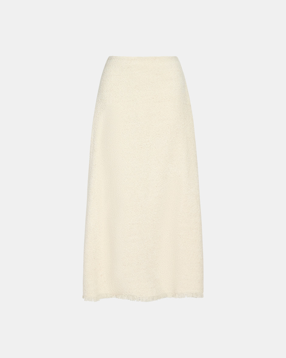 TWP Ivory The A-Line Skirt with Raw Hem in Boucle Coating view 1