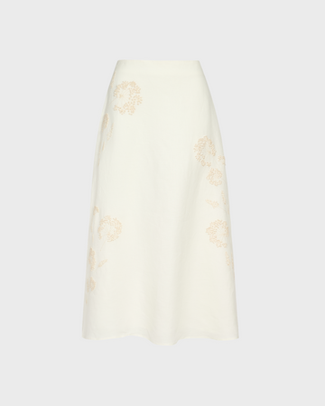 TWP Ivoire The A-Line Skirt in Embroidered Washed Linen view 1