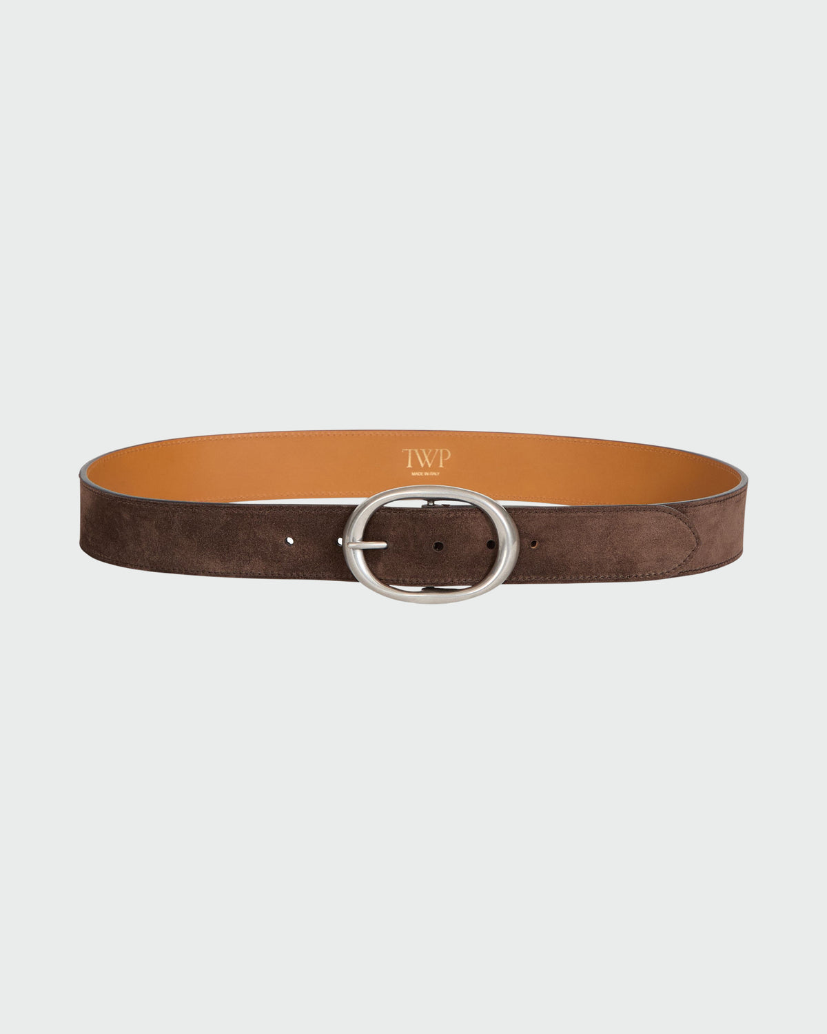 TWP Cocoa / antique silver Wide Belt in Suede view 1