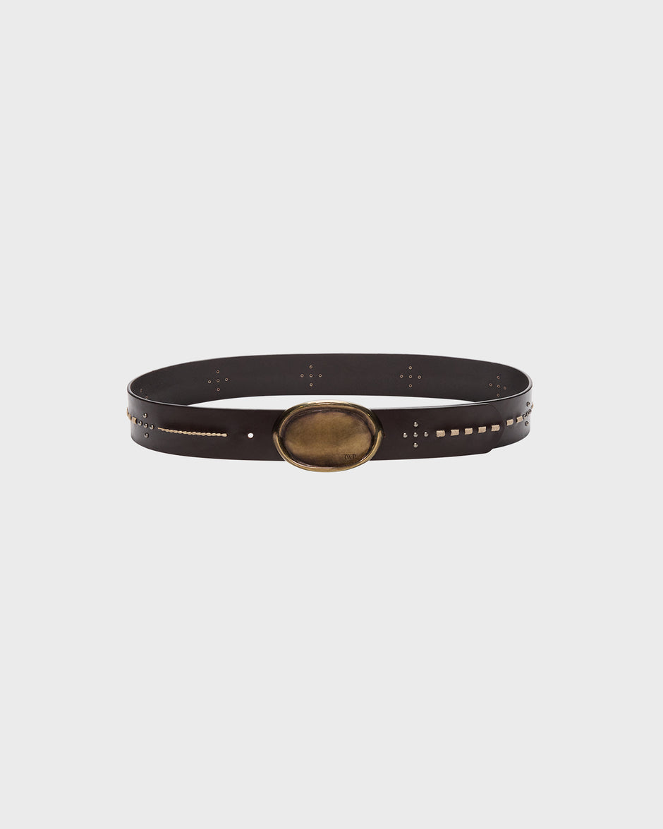 TWP Dakota Buckle Bunny Belt with Stitch in Leather view 1