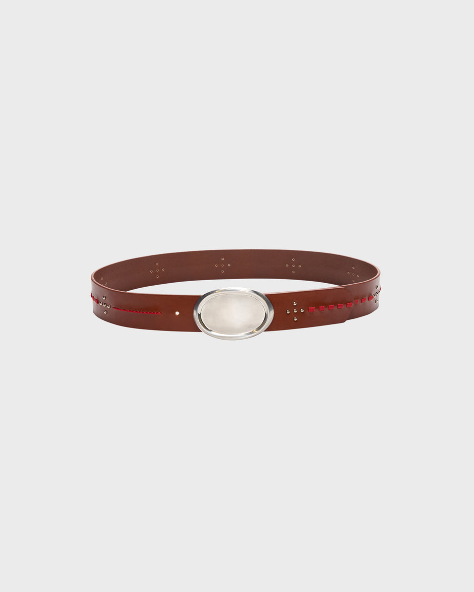 TWP Luggage Buckle Bunny Belt with Stitch in Leather view 1