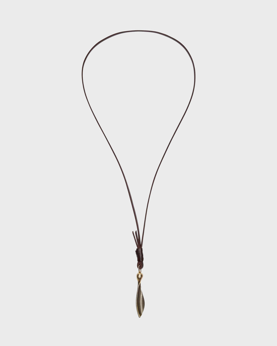 TWP Light antique gold Samaras Necklace in Leather and Light Antique Gold view 2