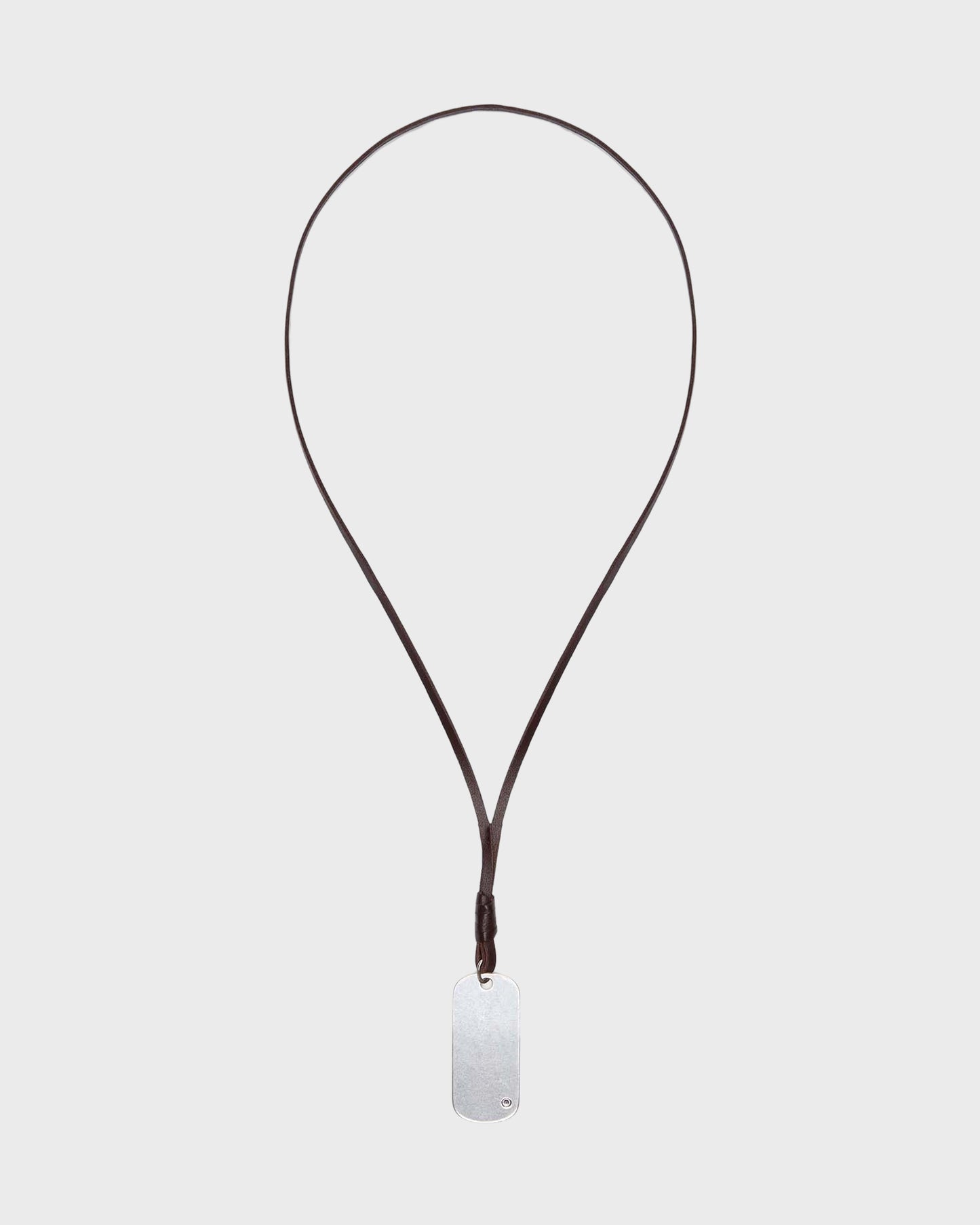 TWP Silver Metal Stone Mirror Necklace in Leather and Silver view 1