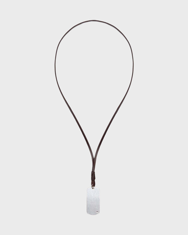 TWP Silver Metal Stone Mirror Necklace in Leather and Silver view 1