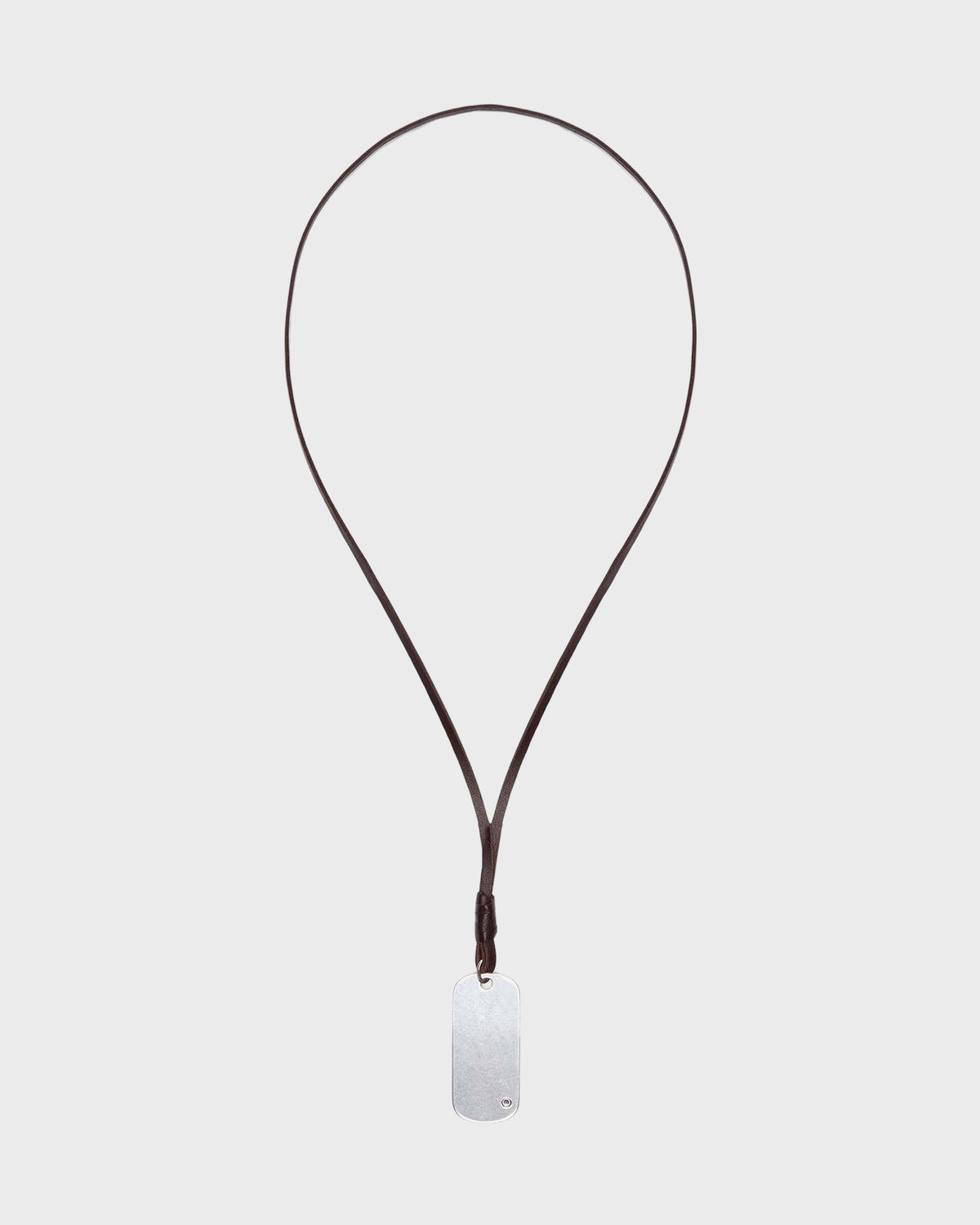 TWP Silver Metal Stone Mirror Necklace in Leather view 1