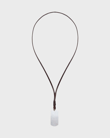 TWP Silver Metal Stone Mirror Necklace in Leather and Silver view 1