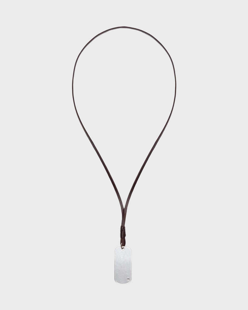 TWP Silver Metal Stone Mirror Necklace in Leather and Silver view 1