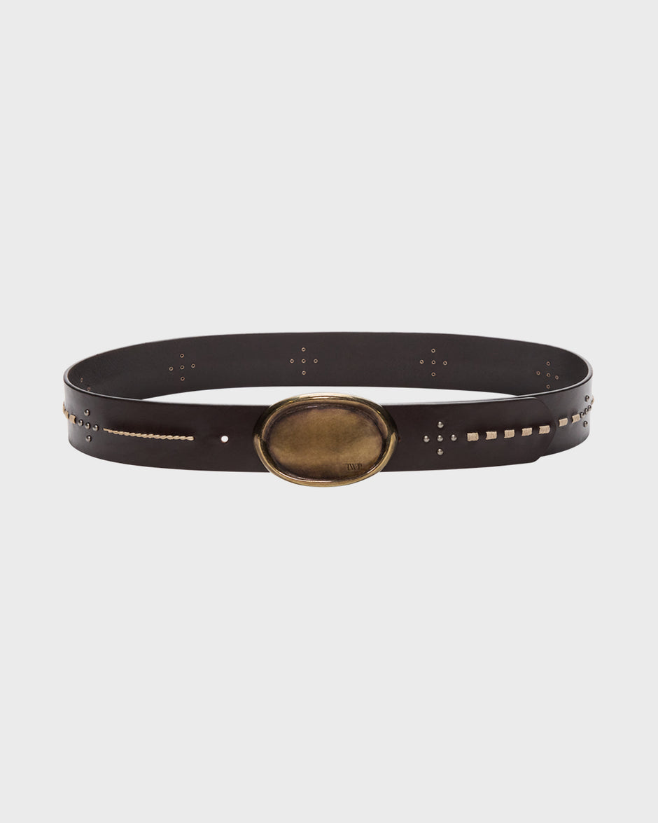 TWP Dakota Buckle Bunny Belt with Stitch in Leather view 1