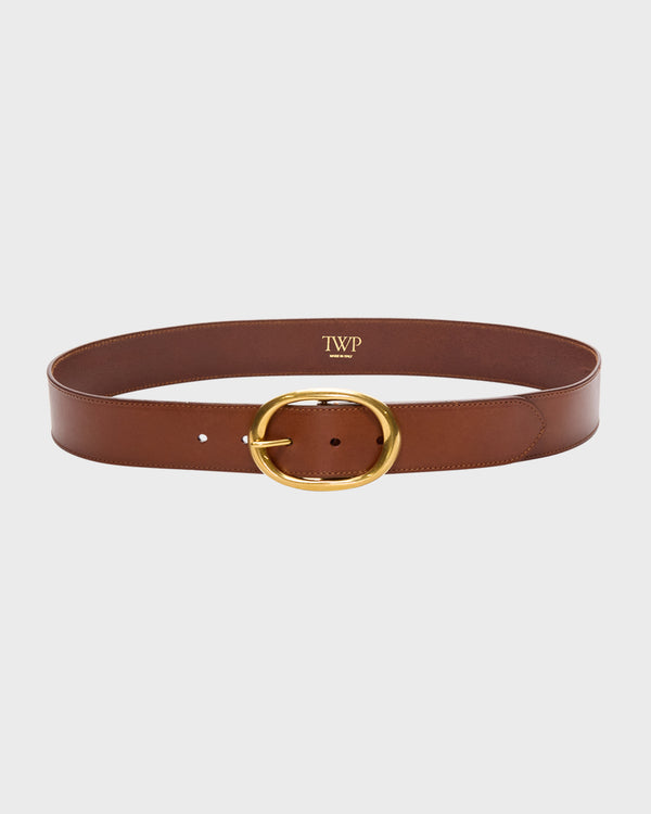 TWP Cognac Wide Belt in Vachetta Leather view 1