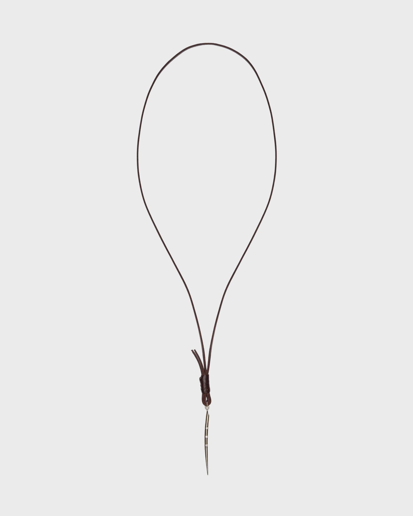 TWP Light antique gold Thin Spike Necklace in Leather view 1