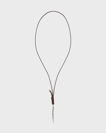 TWP Light antique gold Thin Spike Necklace in Leather view 1