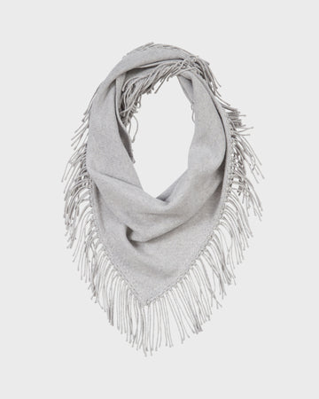 TWP Light heather grey Fringe Triangle Scarf in Italian Cashmere view 1