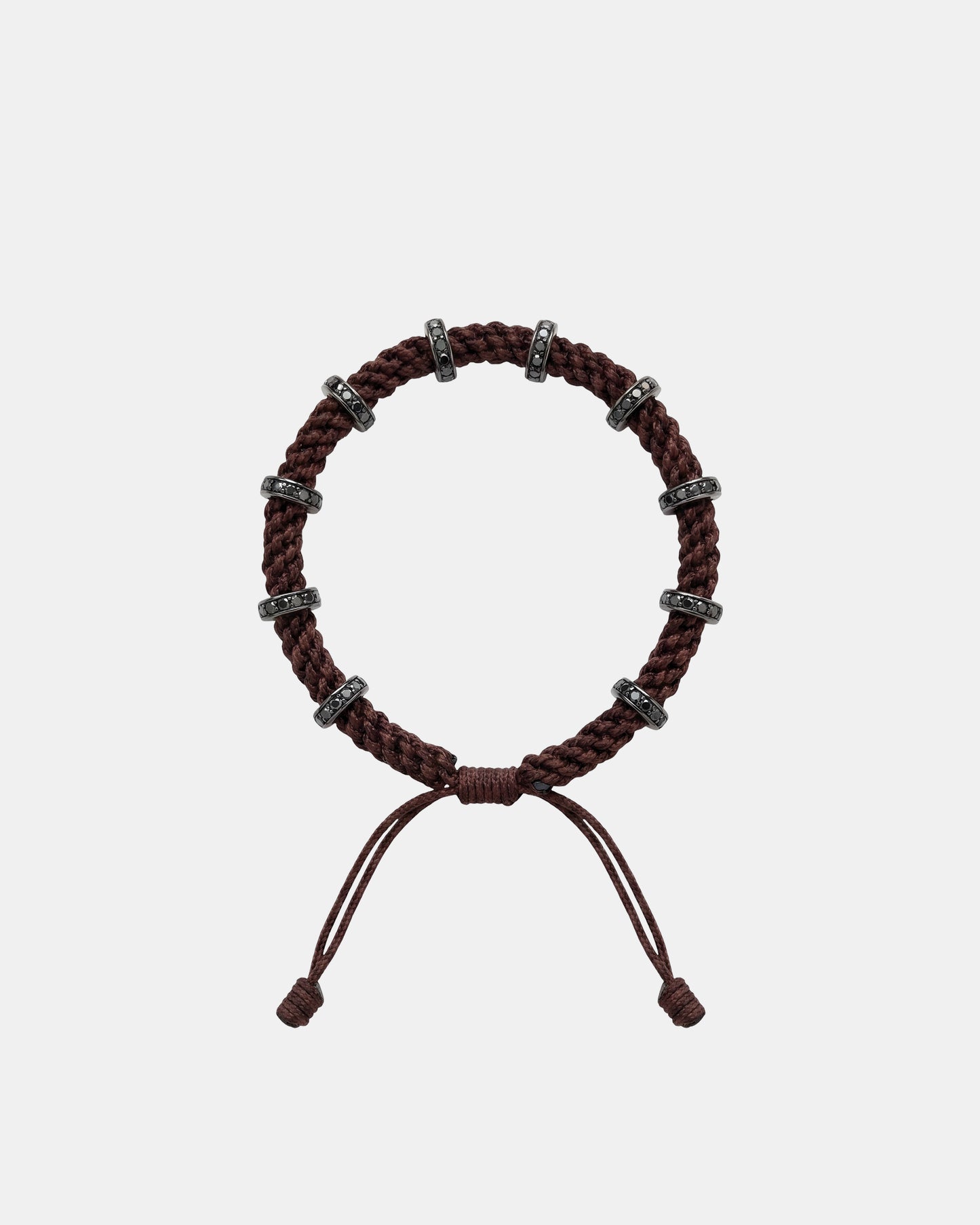 TWP Chocolate Black Diamond Silver Big Size Full Roundel x Chocolate Thread Bracelet view 1