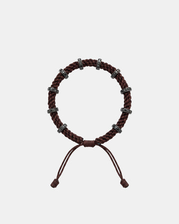 TWP Chocolate Black Diamond Silver Big Size Full Roundel x Chocolate Thread Bracelet view 1
