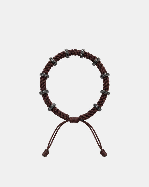 TWP Chocolate Black Diamond Silver Big Size Full Roundel x Chocolate Thread Bracelet view 1