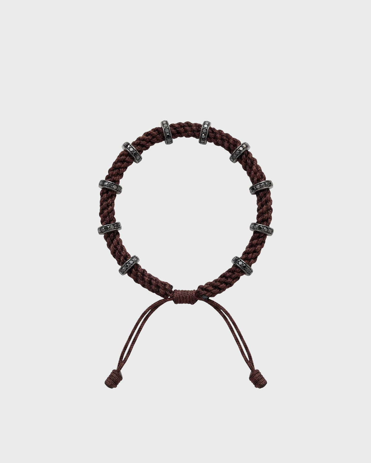 TWP Chocolate Black Diamond Silver Big Size Full Roundel x Chocolate Thread Bracelet view 1