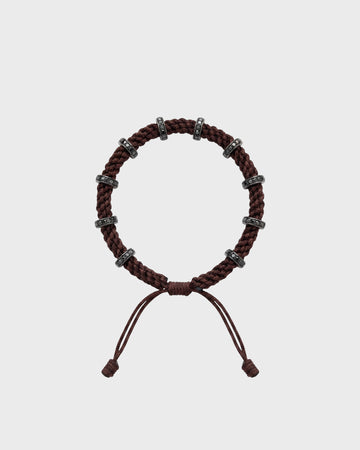TWP Chocolate Black Diamond Silver Big Size Full Roundel x Chocolate Thread Bracelet view 1