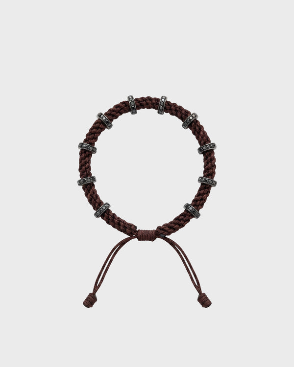 TWP Chocolate Black Diamond Silver Big Size Full Roundel x Chocolate Thread Bracelet view 1