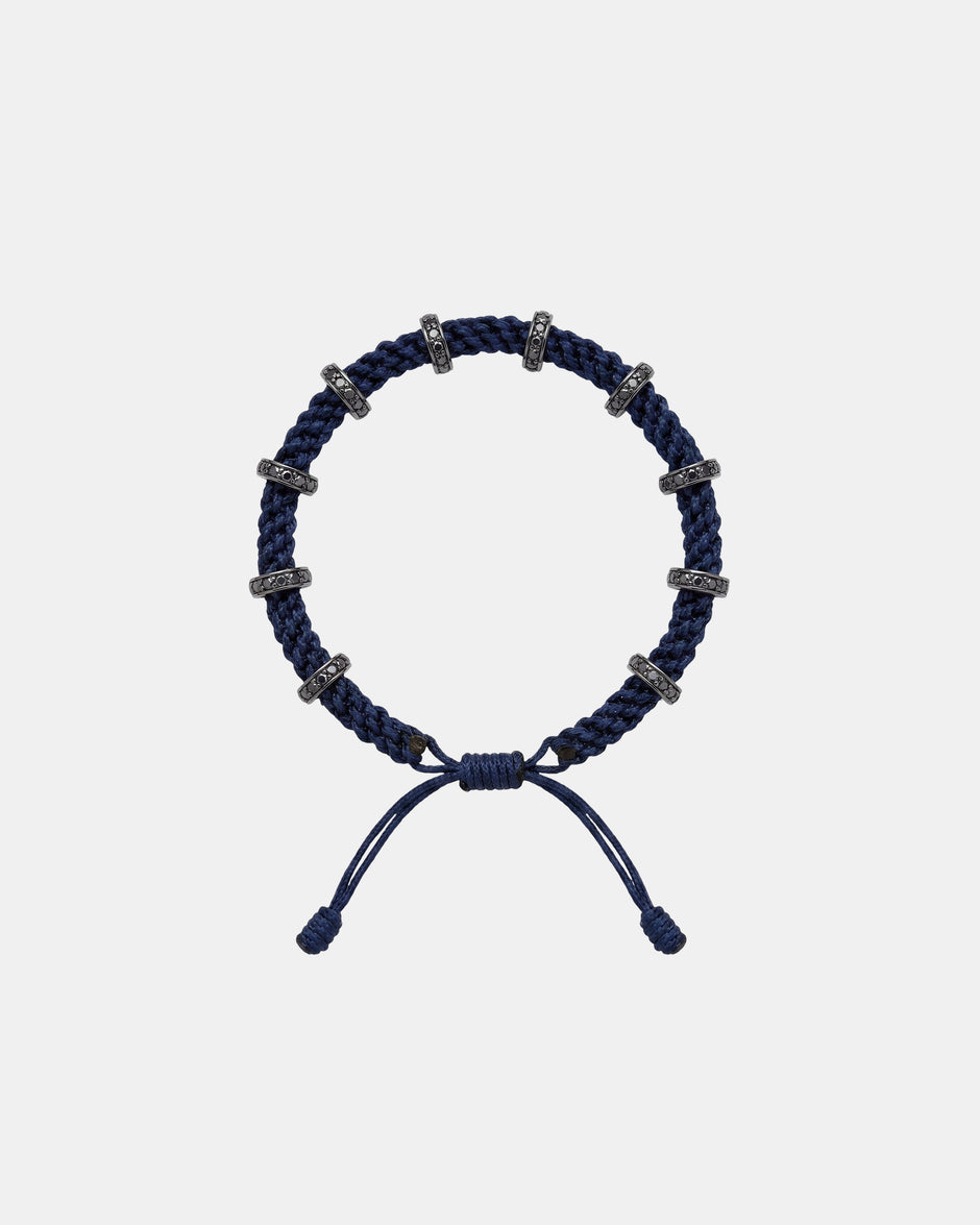TWP Midnight Black Diamond Silver Big Size Full Roundel x Midnight Thread Bracelet view 1