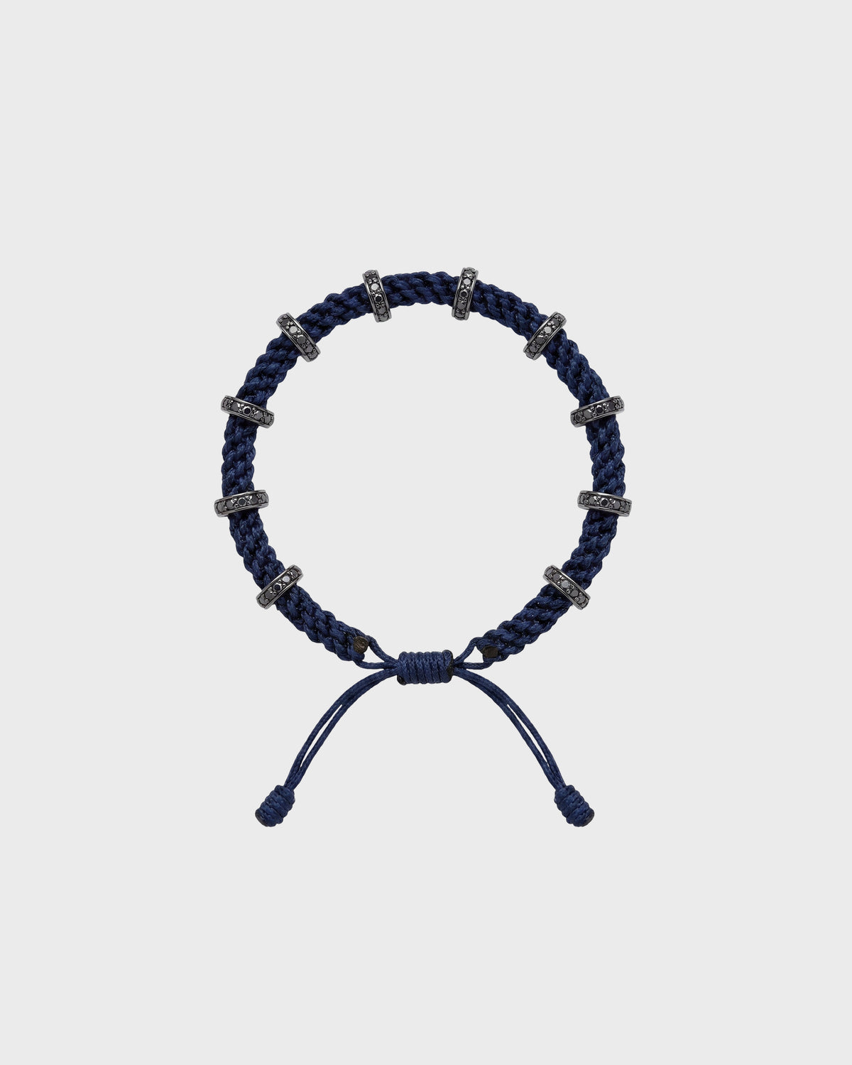 TWP Midnight Black Diamond Silver Big Size Full Roundel x Midnight Thread Bracelet view 1