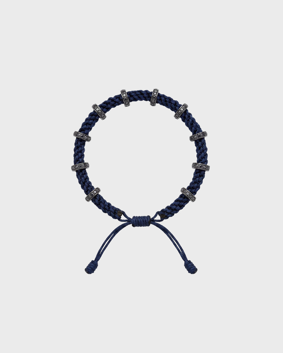 TWP Midnight Black Diamond Silver Big Size Full Roundel x Midnight Thread Bracelet view 1