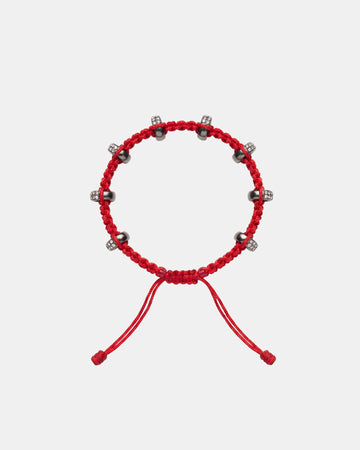 TWP Red Double Silver Big Size Half Roundel x Red Thread Bracelet view 1