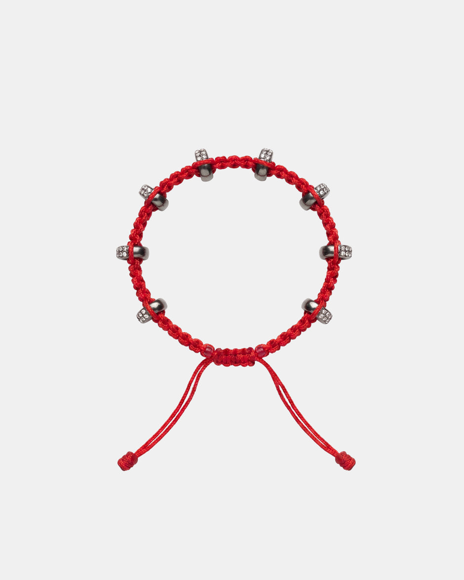 TWP Red Double Silver Big Size Half Roundel x Red Thread Bracelet view 1