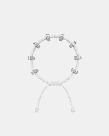 TWP White Double Silver Big Size Full Roundel x White Thread Bracelet view 1