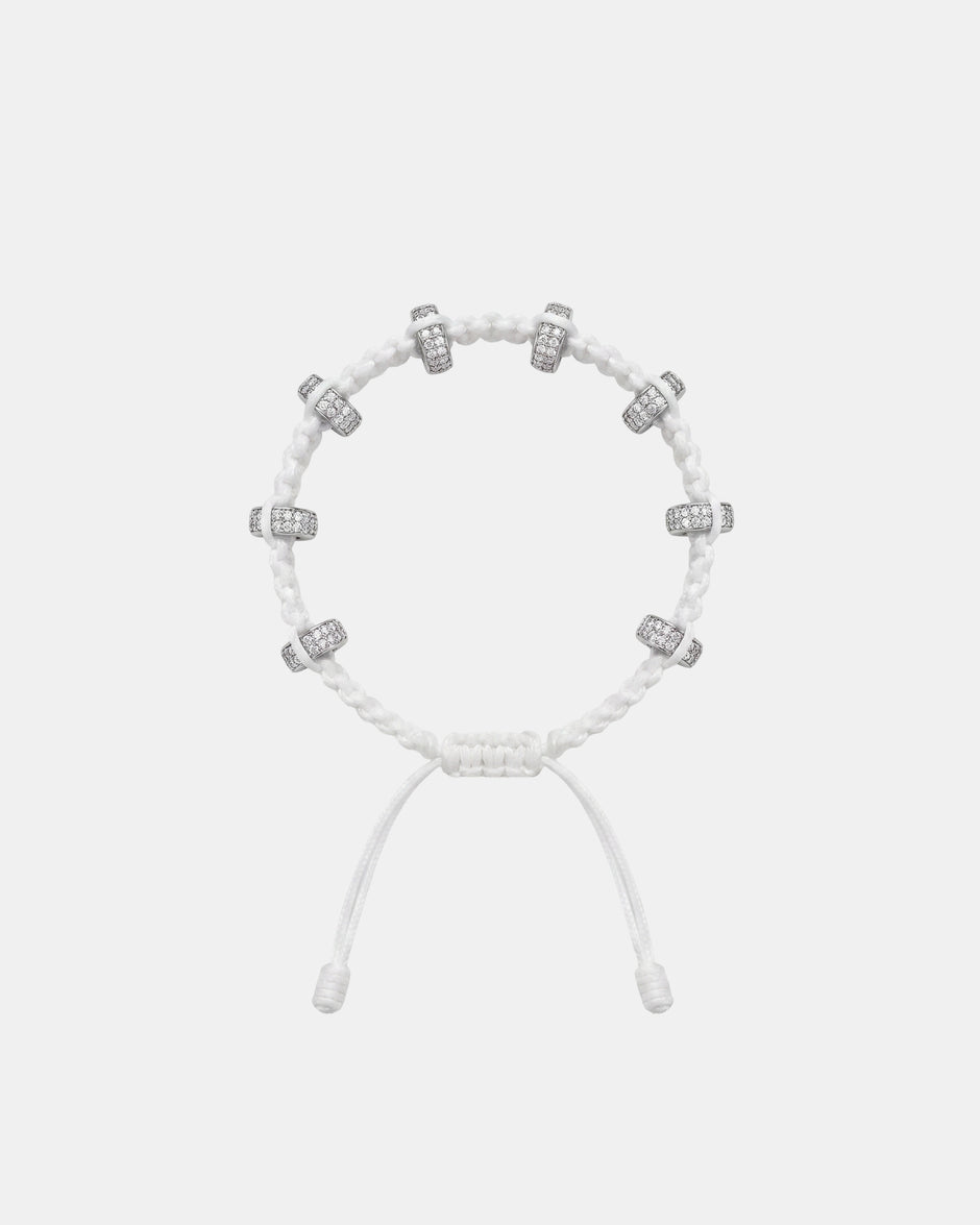 TWP White Double Silver Big Size Full Roundel x White Thread Bracelet view 1
