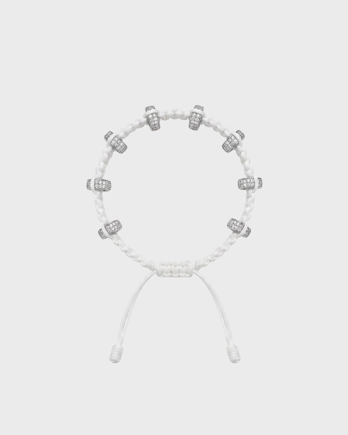 TWP White Double Silver Big Size Full Roundel x White Thread Bracelet view 1