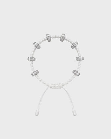 TWP White Double Silver Big Size Full Roundel x White Thread Bracelet view 1
