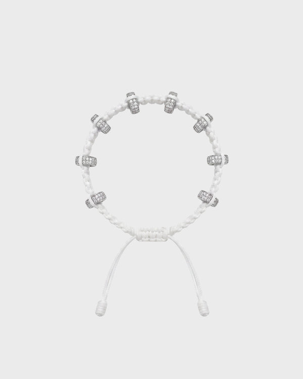 TWP White Double Silver Big Size Full Roundel x White Thread Bracelet view 1