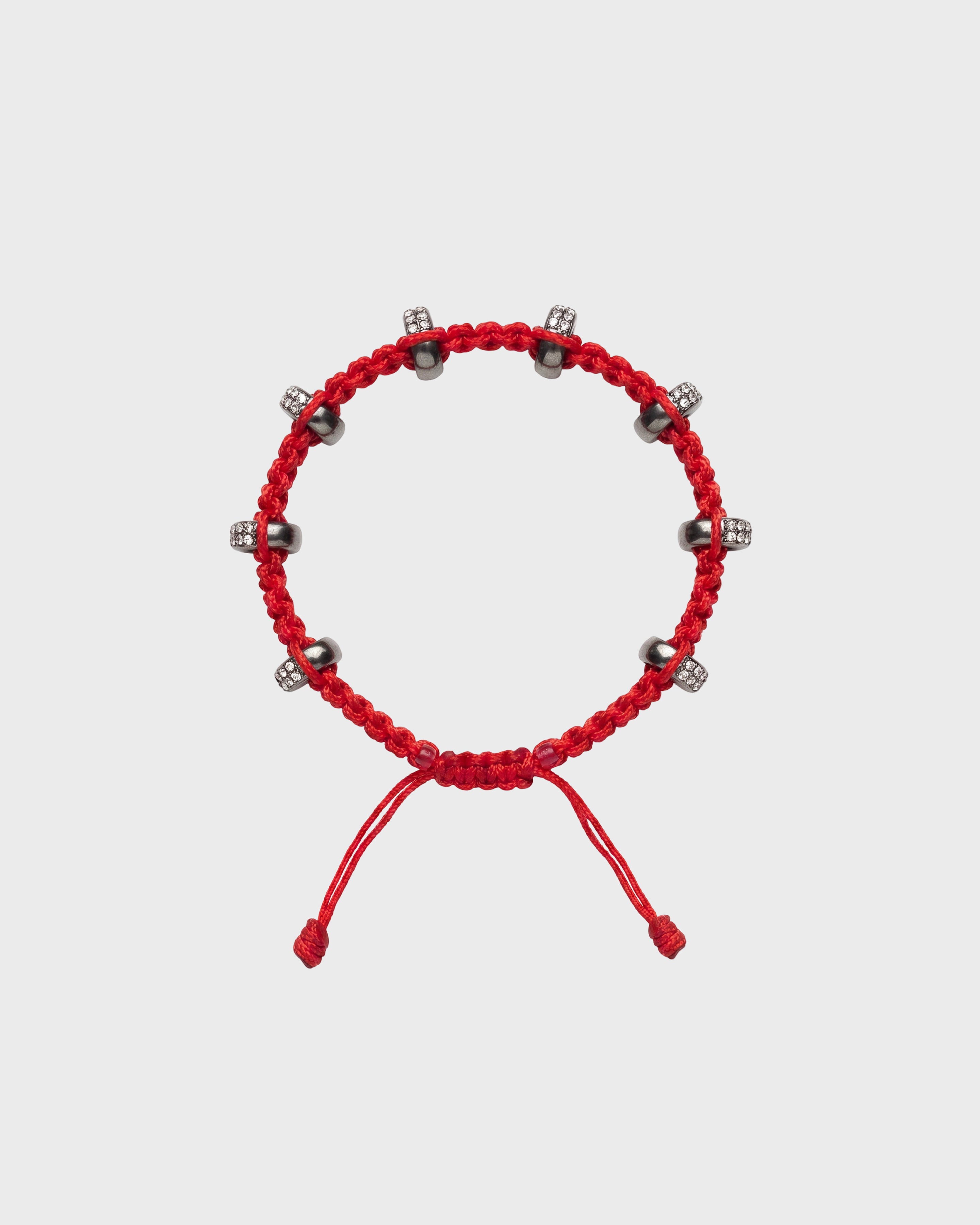 Double Silver Big Size Half Roundel x Red Thread Bracelet