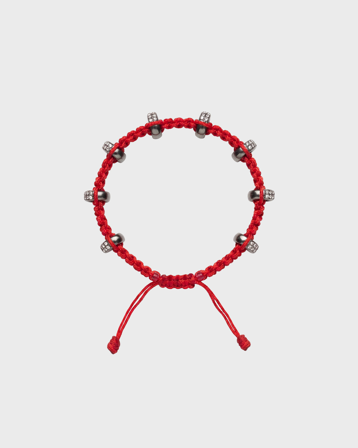 TWP Red Double Silver Big Size Half Roundel x Red Thread Bracelet view 1
