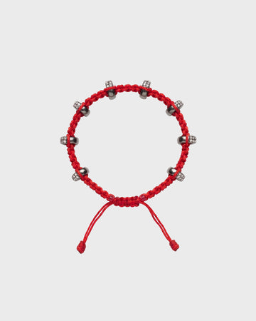 TWP Red Double Silver Big Size Half Roundel x Red Thread Bracelet view 1