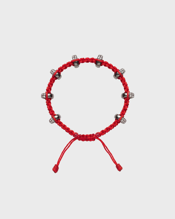 TWP Red Double Silver Big Size Half Roundel x Red Thread Bracelet view 1