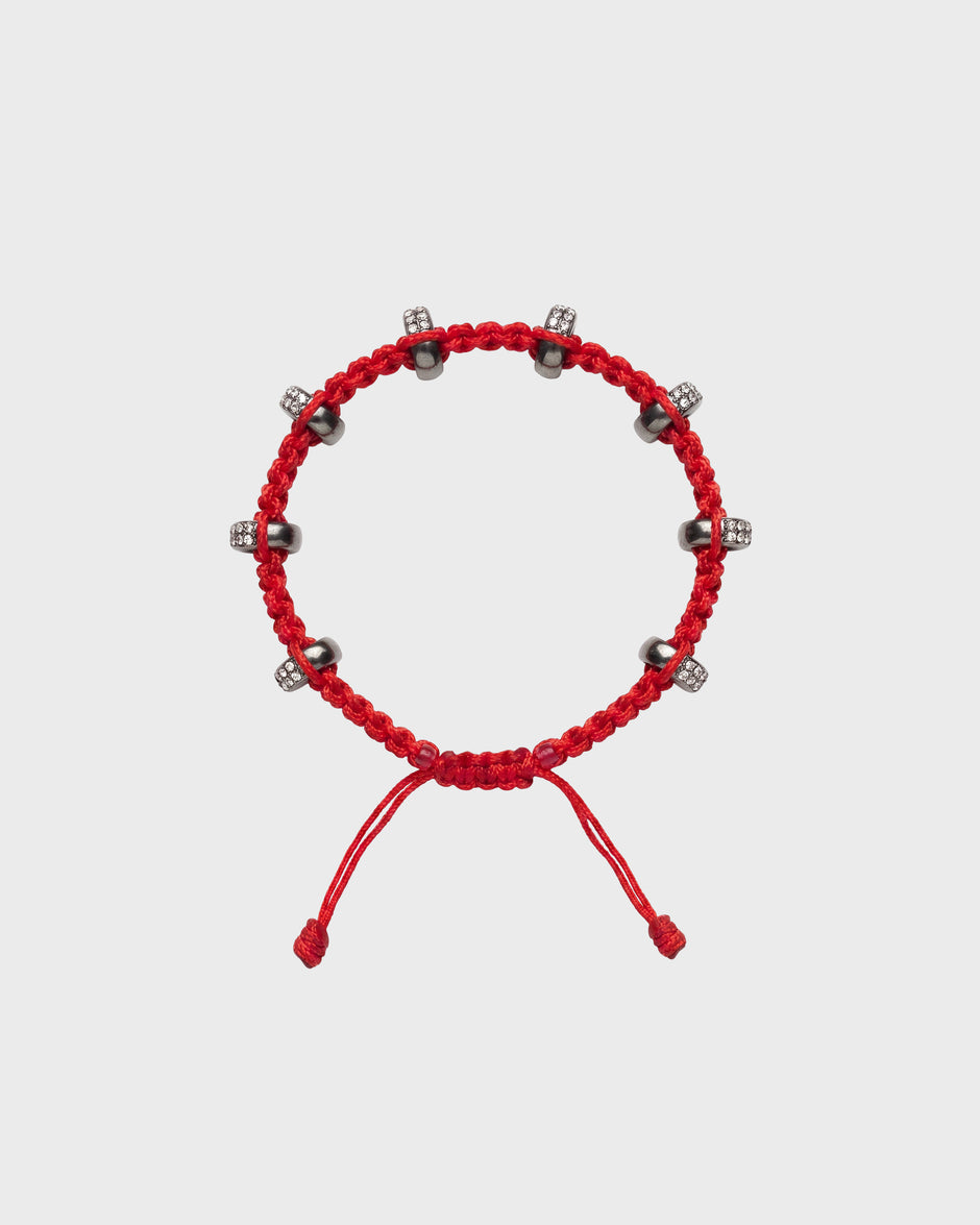 TWP Red Double Silver Big Size Half Roundel x Red Thread Bracelet view 1