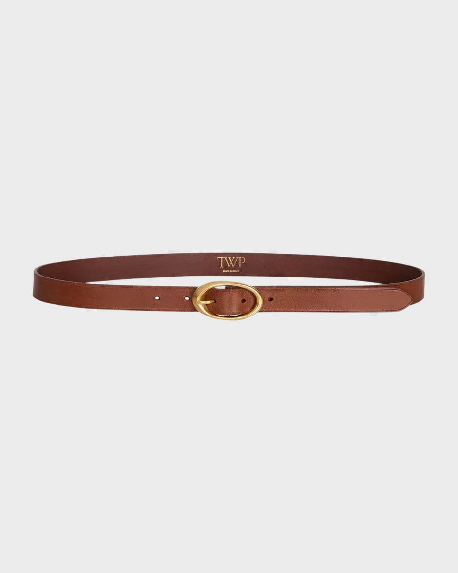 TWP Cognac Narrow Belt in Vachetta Leather view 1
