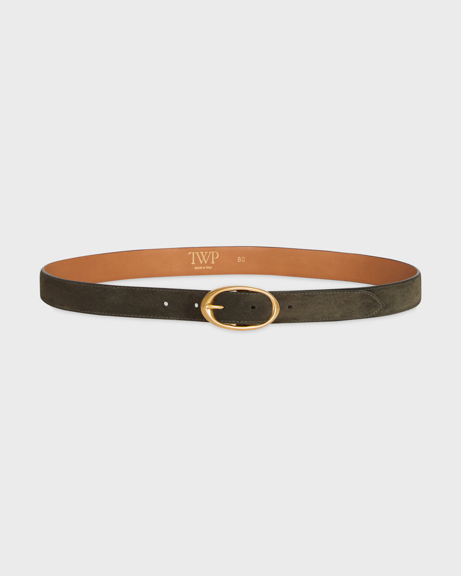 TWP Military Narrow Belt in Suede view 1